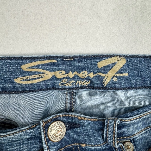 Seven 7 Jeans Womens 10 Medium Blue Girlfriend Studded Mid Rise - Picture 3 of 13